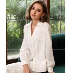 MOTF PREMIUM GUIPURE WHITE LACE SHIRT